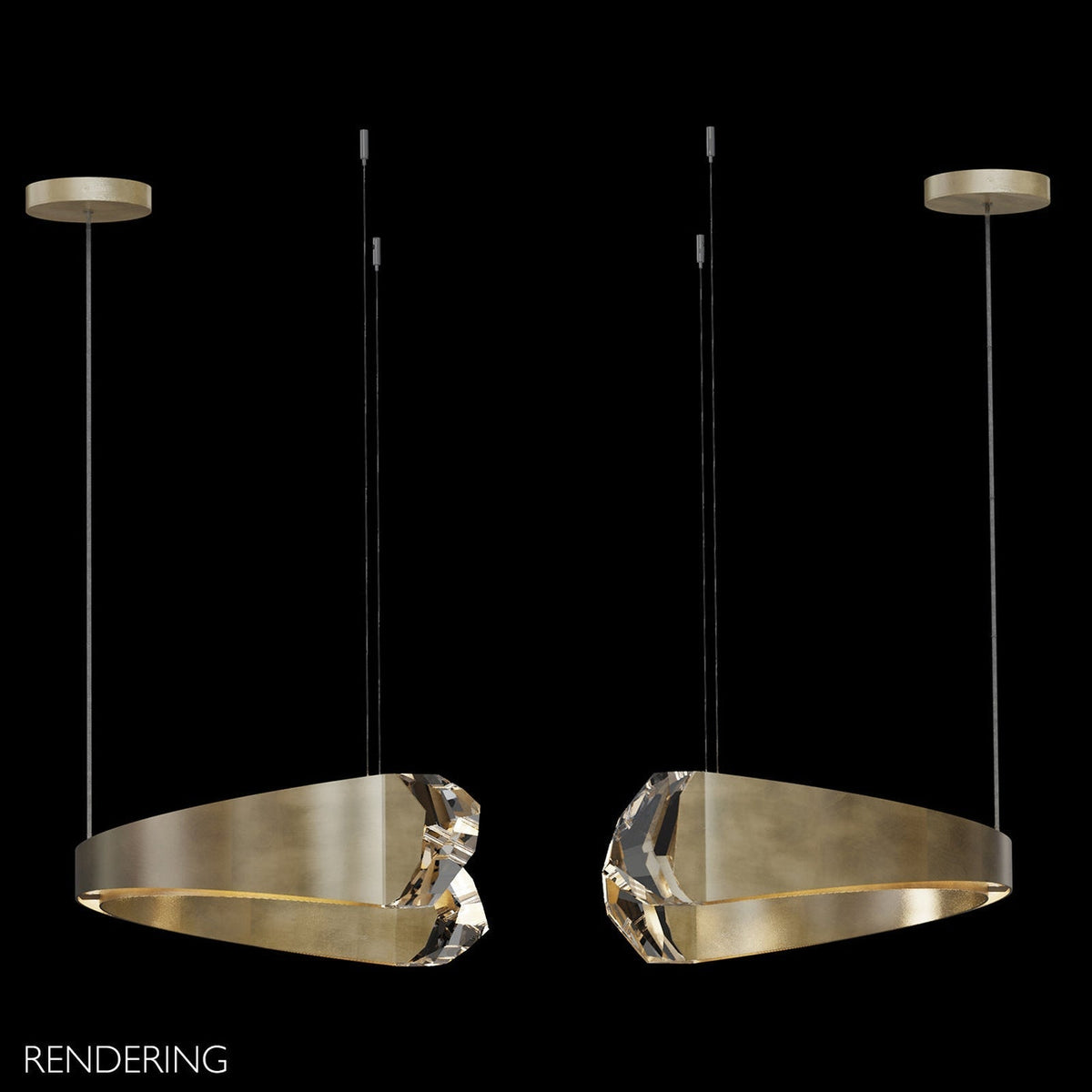 49-Inch Twin C-Shaped Crystal Pendant Light