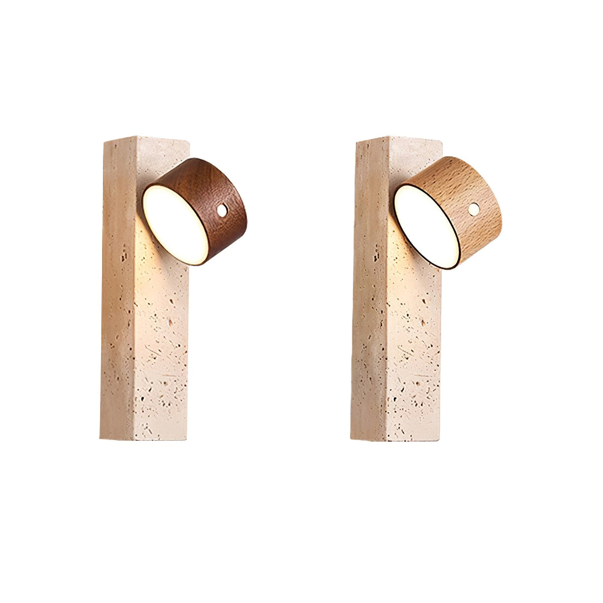 Rechargeable Wood Travertine LED Wall Light