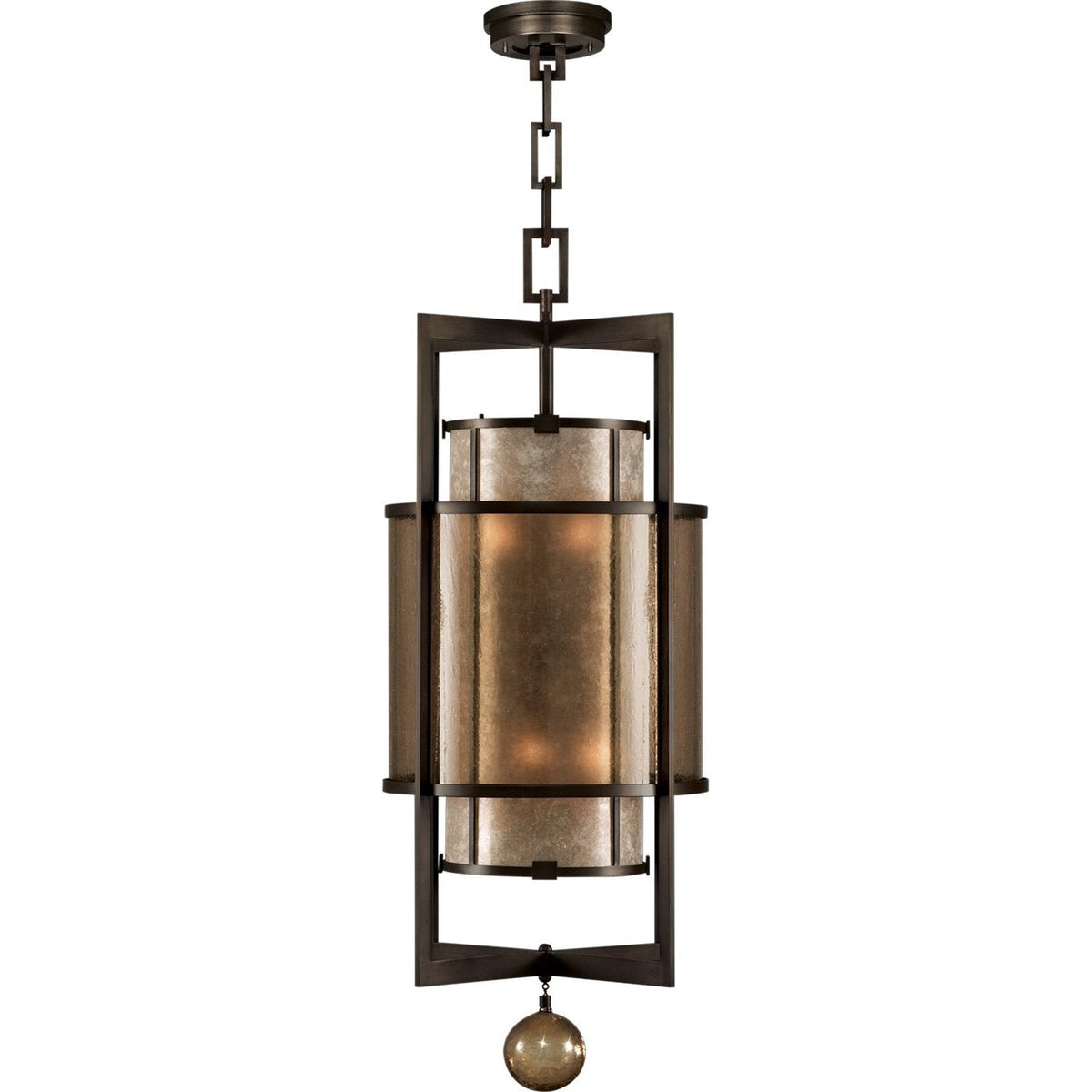 18-Inch Mica and Glass Round Pendant Light