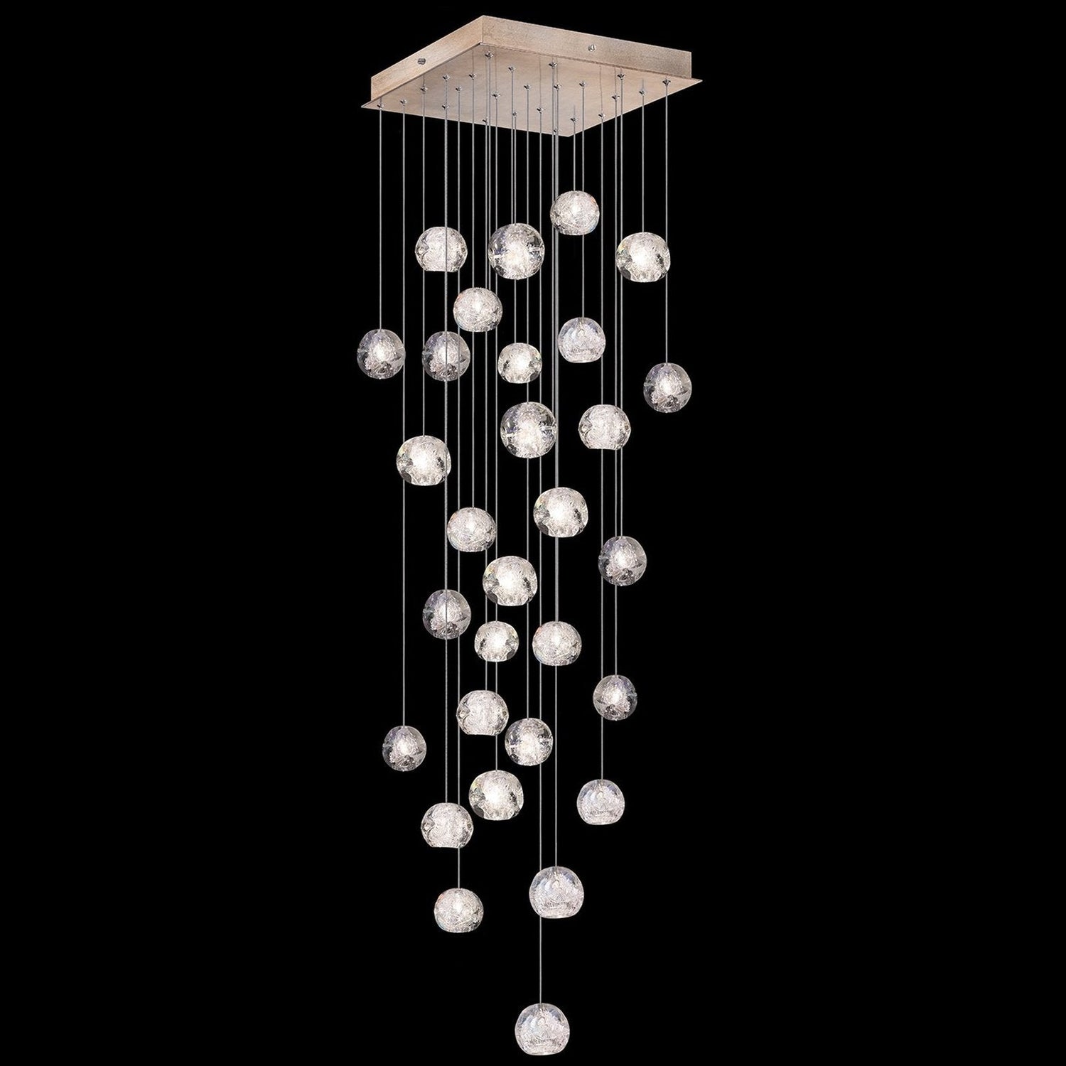 30-Inch Dichroic Crystal Square Pendant Light / Gold