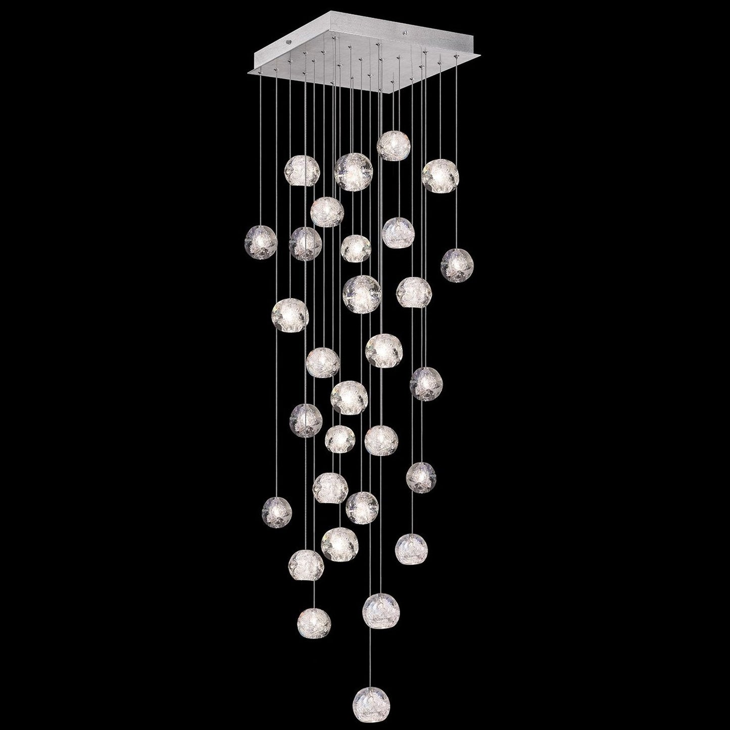 30-Inch Dichroic Crystal Square Pendant Light / Silver