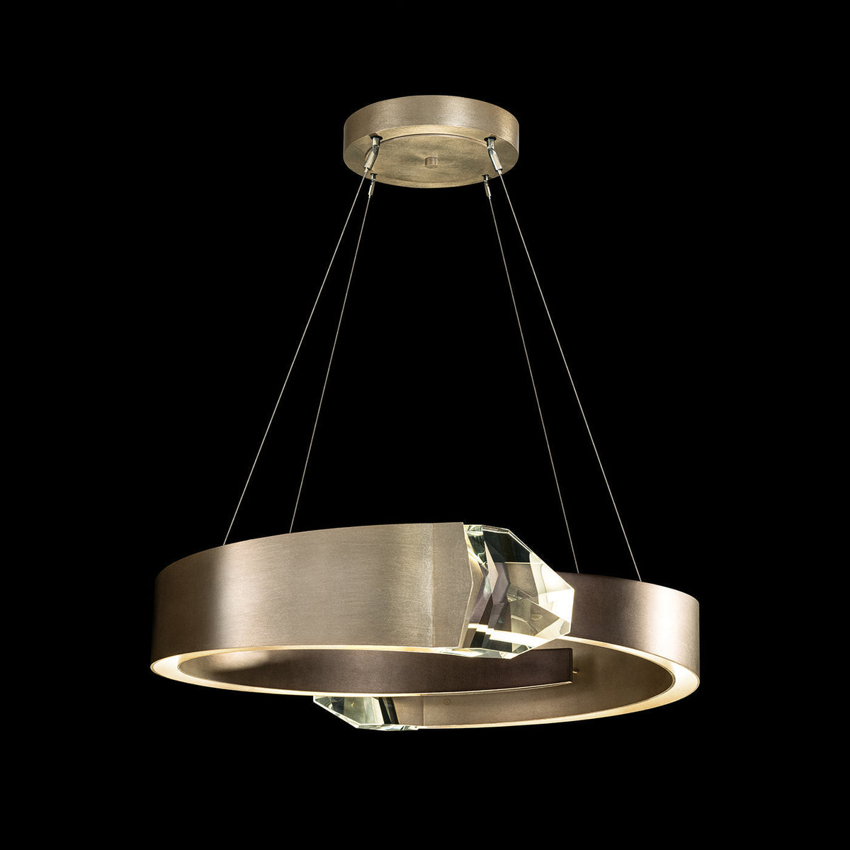 32-Inch Dual Crystal LED Pendant Light