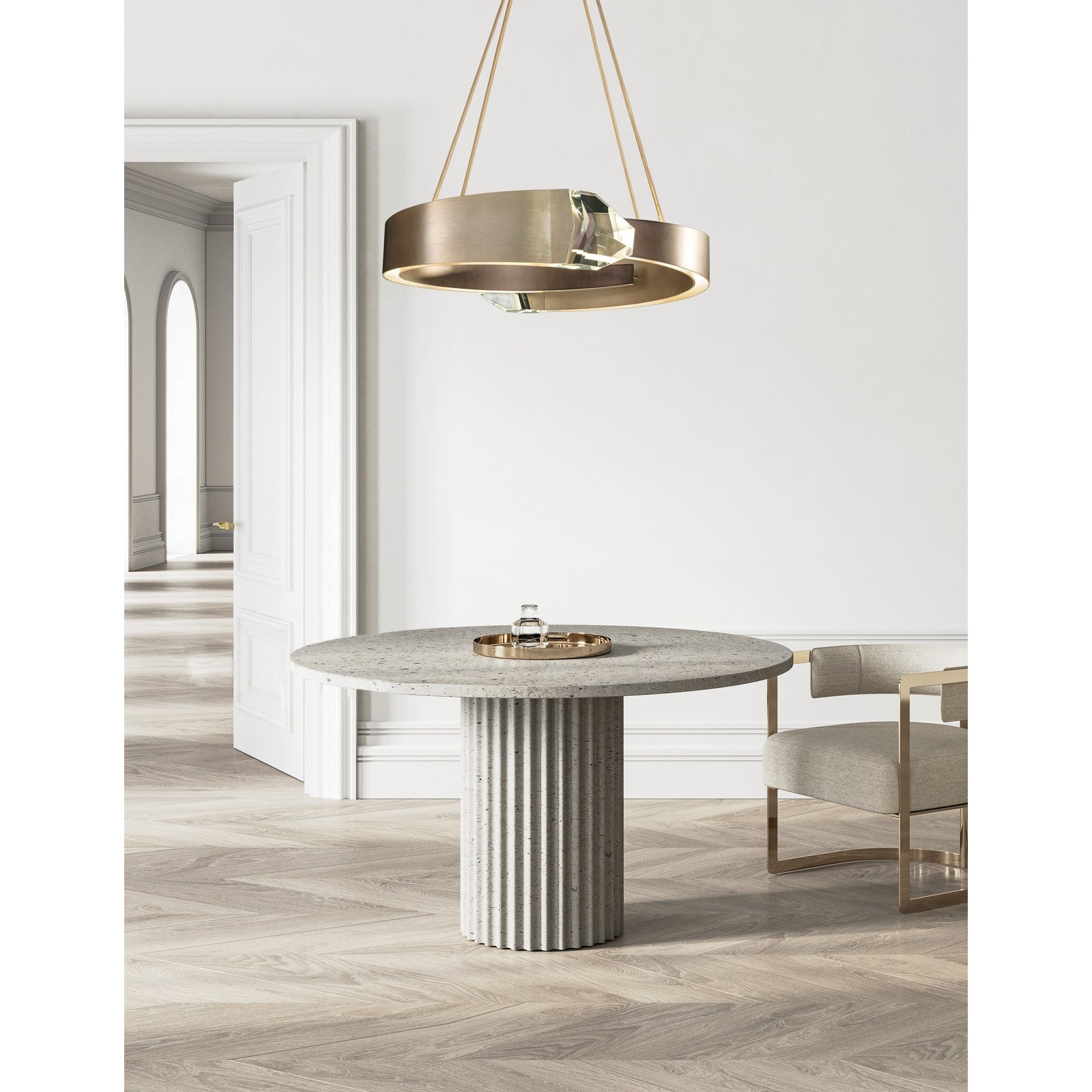 32-Inch Dual Crystal LED Pendant Light / Silver