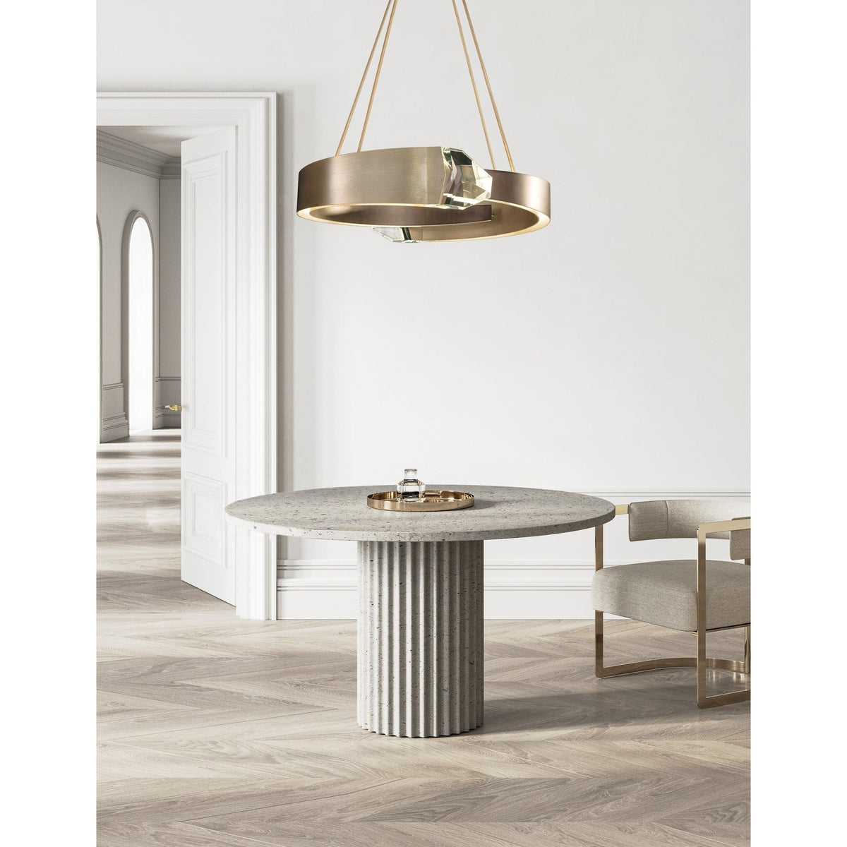 32-Inch Dual Crystal LED Pendant Light