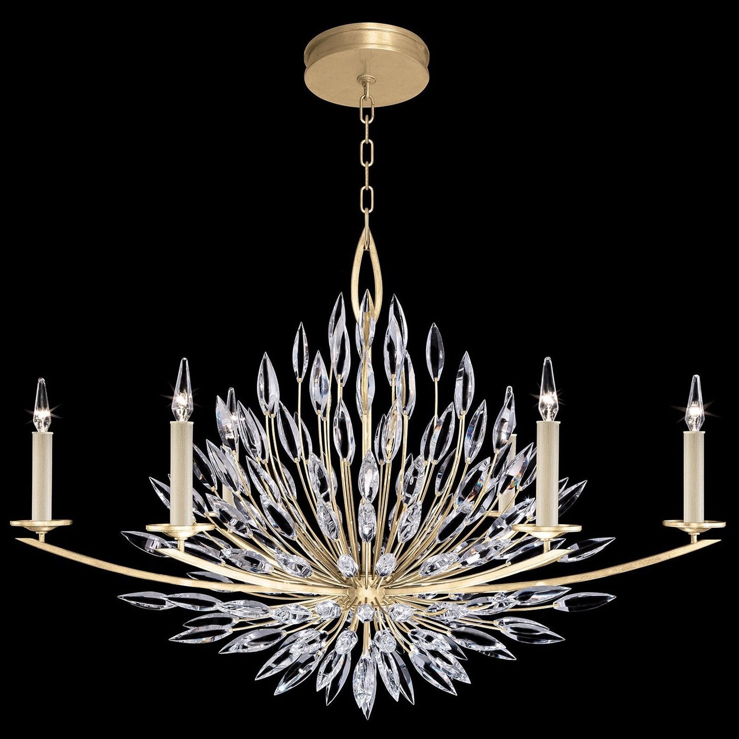 48-Inch Crystal Lily Bud Chandelier / Gold