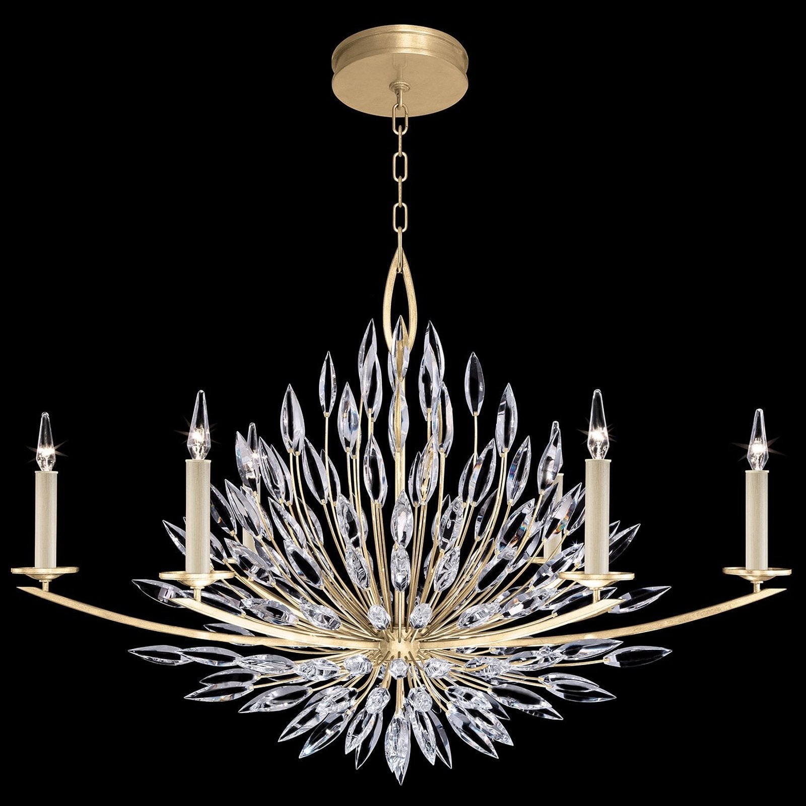 48-Inch Crystal Lily Bud Chandelier / Gold