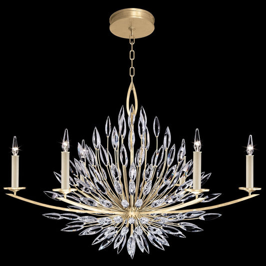 48-Inch Crystal Lily Bud Chandelier / Gold