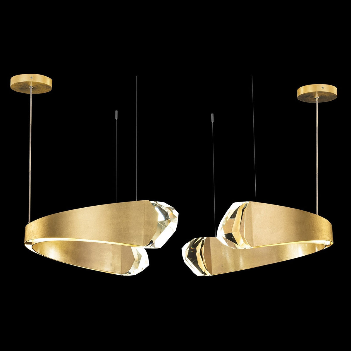 49-Inch Twin C-Shaped Crystal Pendant Light