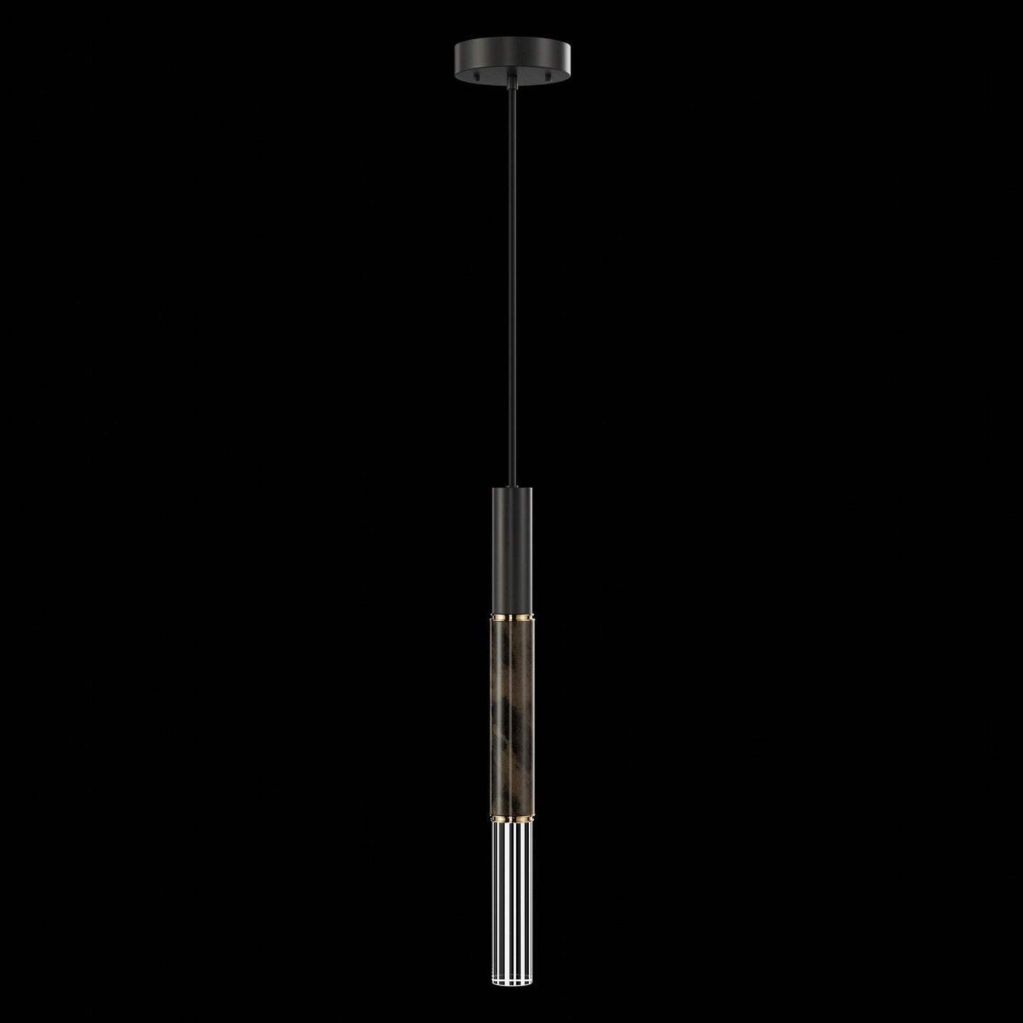 6.5-Inch Parchment Glass LED Pendant Light / Black / Brass / Charcoal
