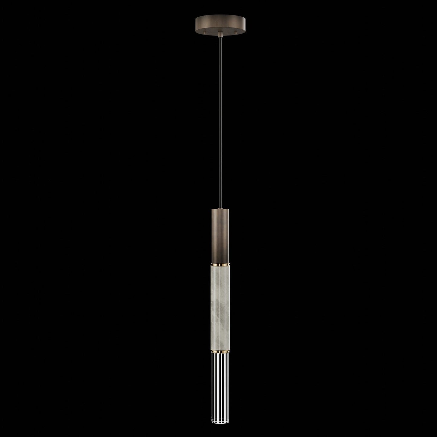 6.5-Inch Parchment Glass LED Pendant Light / Bronze / Brass / Smoke