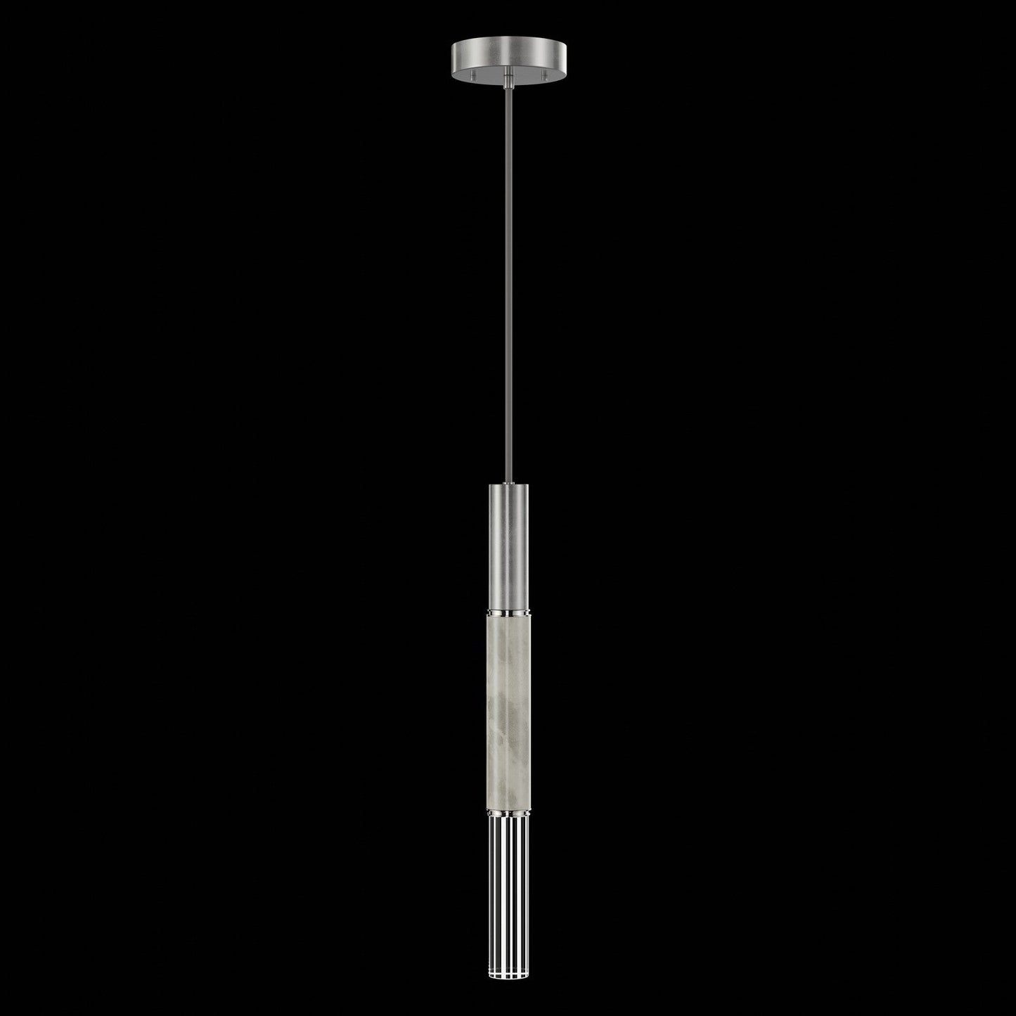6.5-Inch Parchment Glass LED Pendant Light / Silver Leaf / Nickel / Smoke