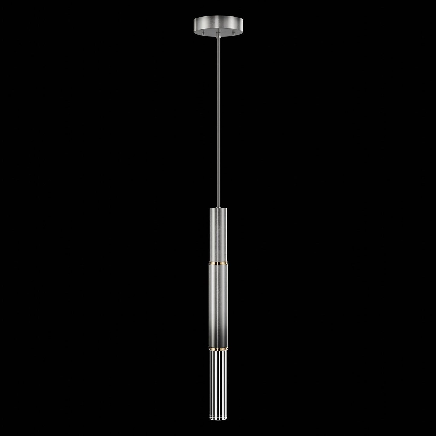 6.5-Inch Parchment Glass LED Pendant Light / Ombre Silver / Brass / No Skin