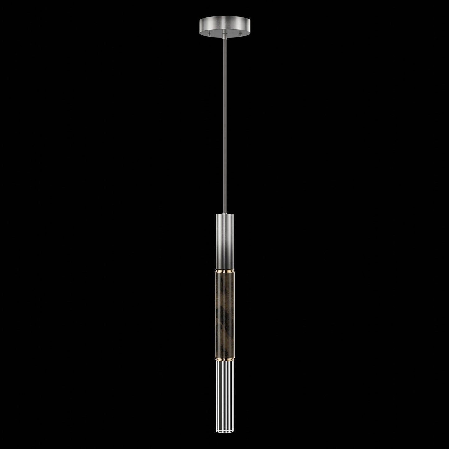 6.5-Inch Parchment Glass LED Pendant Light / Ombre Silver / Brass / Charcoal