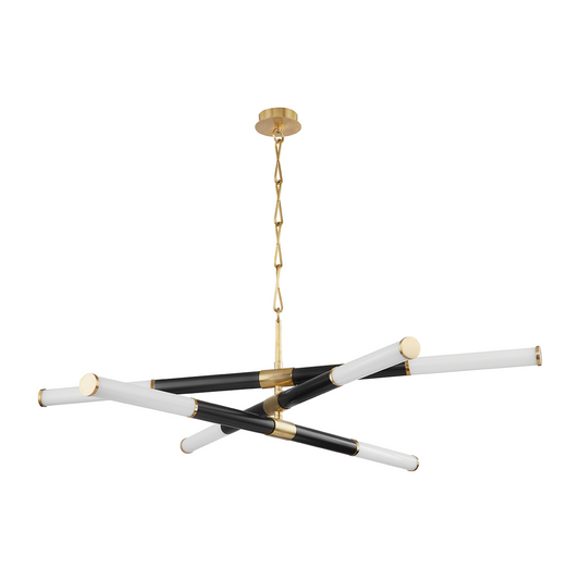 60-Inch Six-Light Milk Glass Linear Chandelier