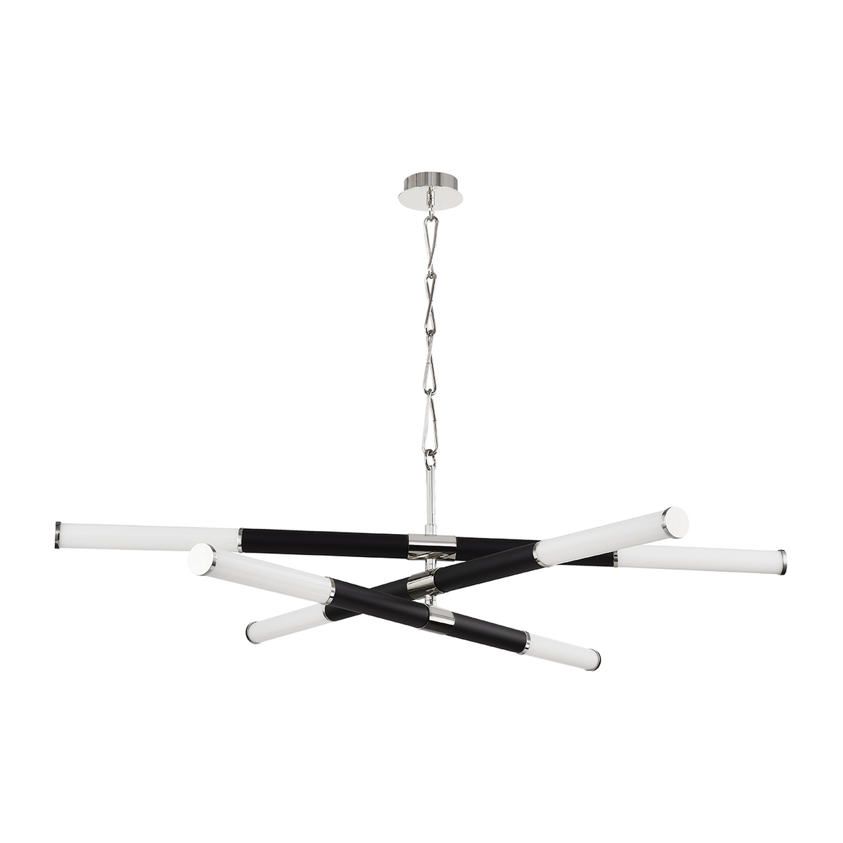 60-Inch Six-Light Milk Glass Linear Chandelier