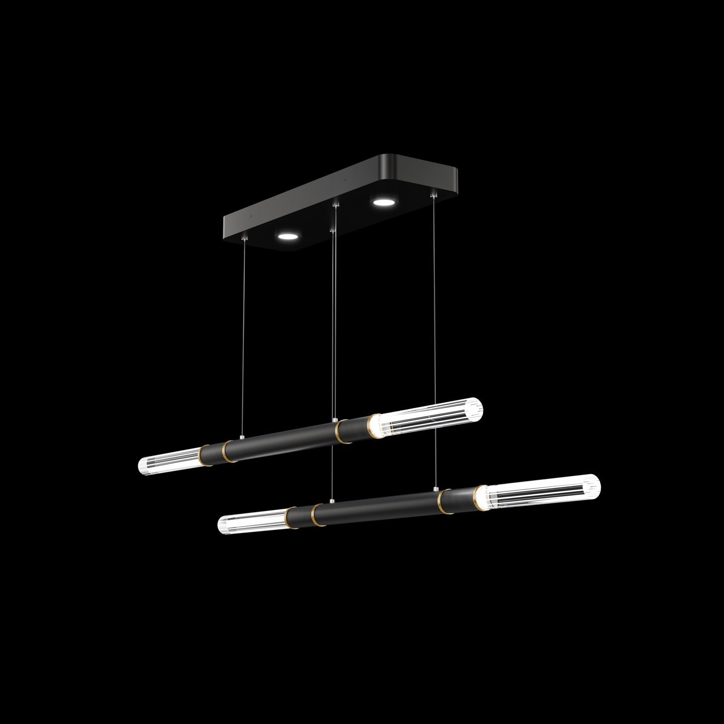 71-Inch Dual-Control Linear LED Pendant Light / Black / Brass / Charcoal