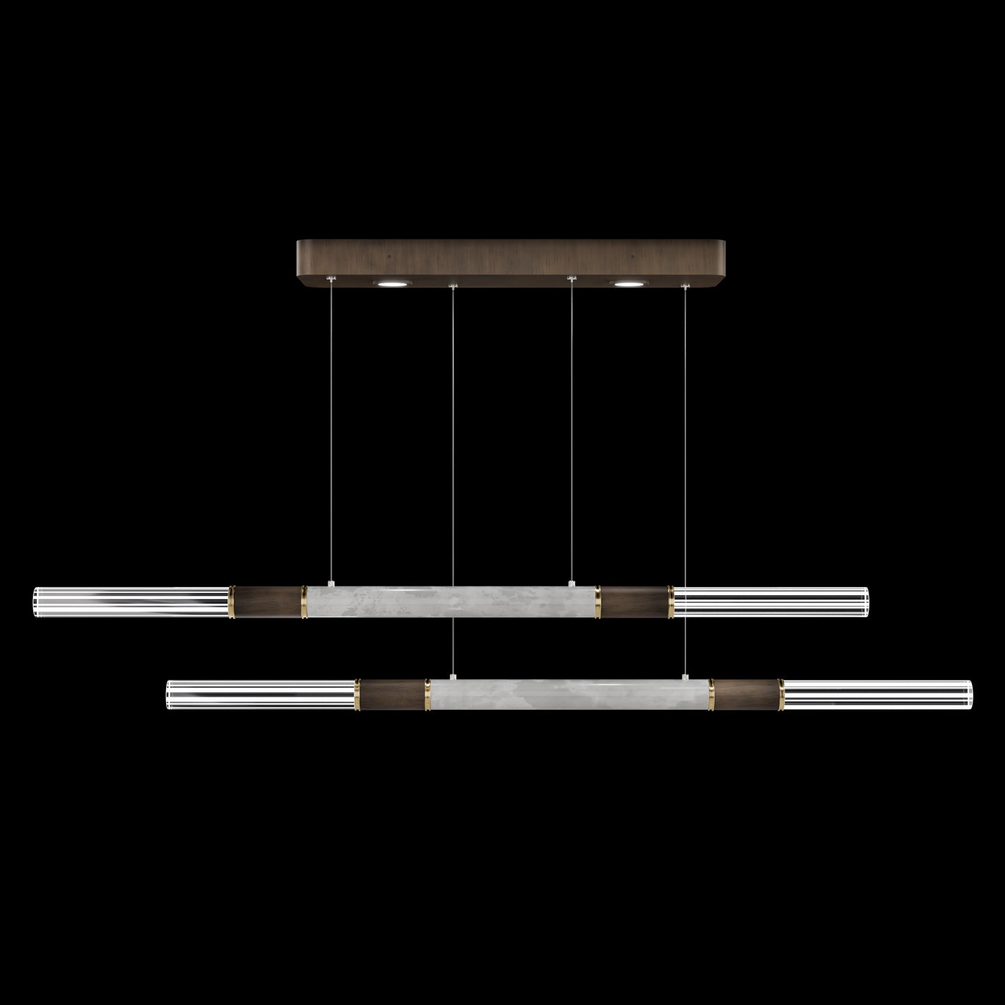 71-Inch Dual-Control Linear LED Pendant Light / Gold Leaf / Nickel / Charcoal