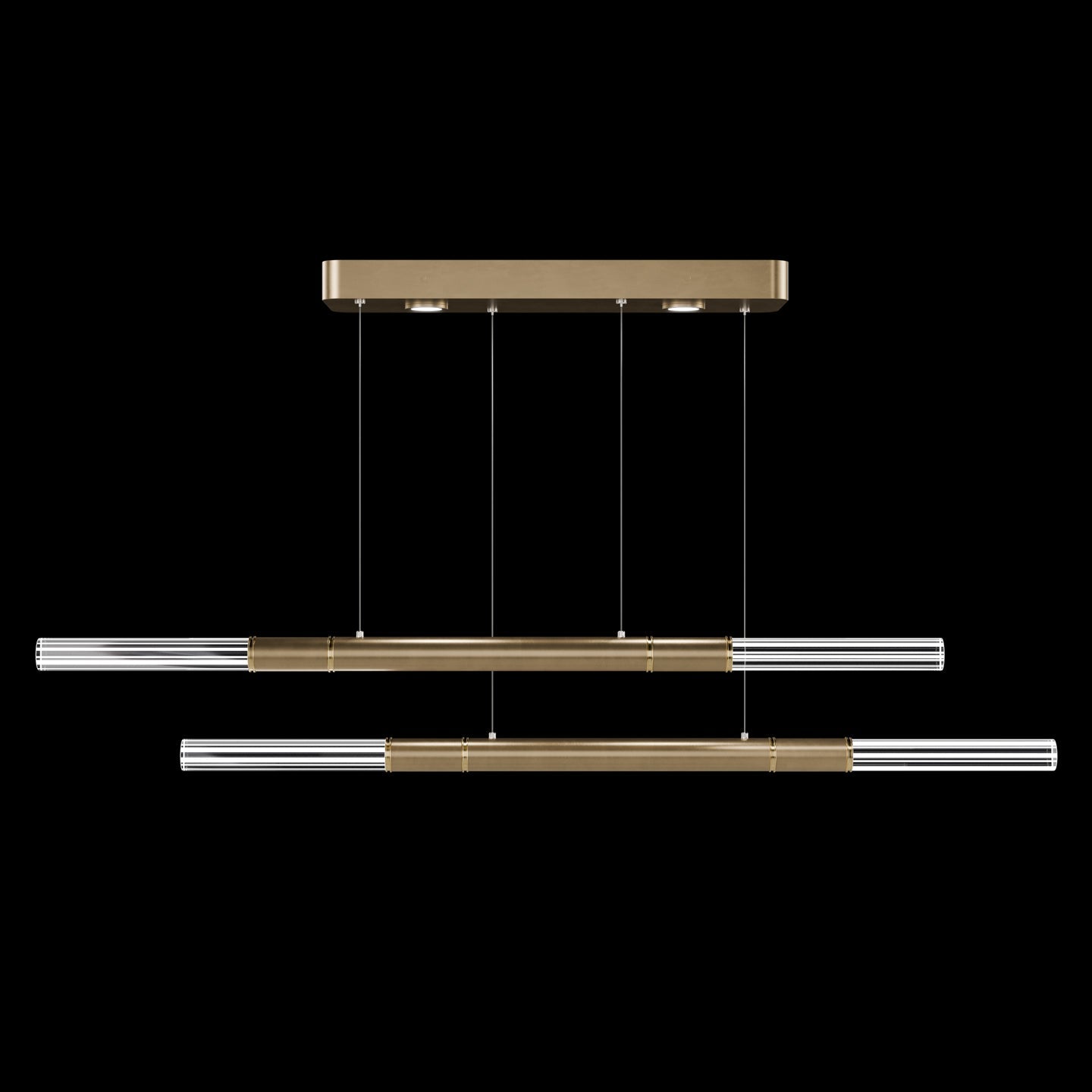 71-Inch Dual-Control Linear LED Pendant Light / Soft Gold Leaf / Brass / No Skin