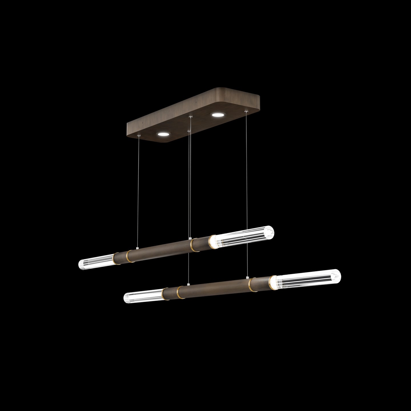 71-Inch Dual-Control Linear LED Pendant Light / Gold Leaf / Brass / Charcoal