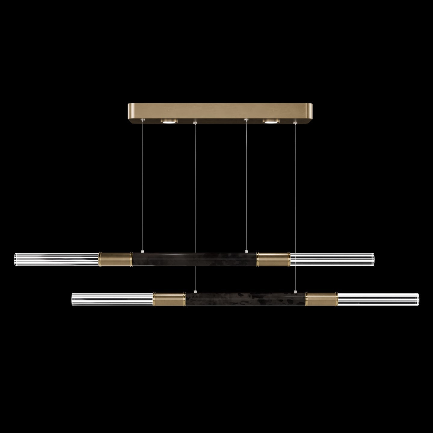 71-Inch Dual-Control Linear LED Pendant Light / Soft Gold Leaf / Brass / Smoke