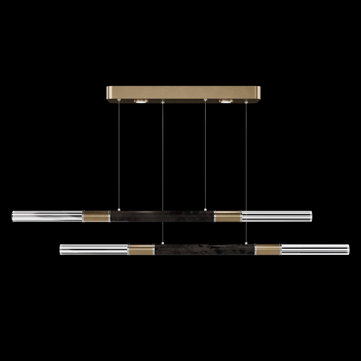 71-Inch Dual-Control Linear LED Pendant Light / Ombre Bronze / Brass / Smoke