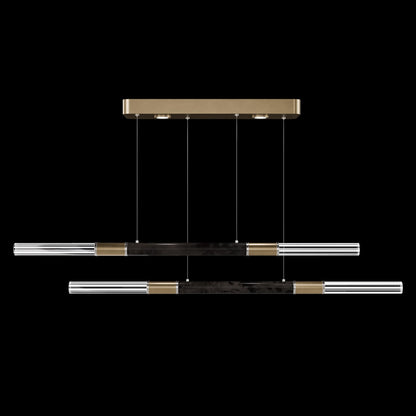 71-Inch Dual-Control Linear LED Pendant Light / Ombre Bronze / Brass / Smoke