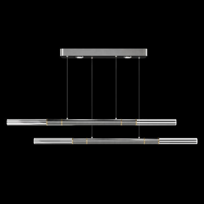 71-Inch Dual-Control Linear LED Pendant Light / Ombre Silver / Brass / No Skin