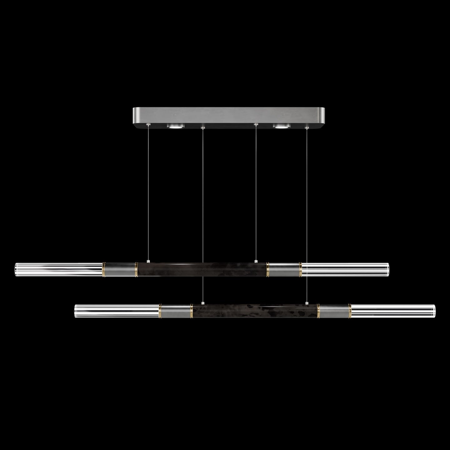 71-Inch Dual-Control Linear LED Pendant Light / Ombre Silver / Brass / Smoke