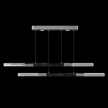 71-Inch Dual-Control Linear LED Pendant Light / Ombre Silver / Brass / Smoke