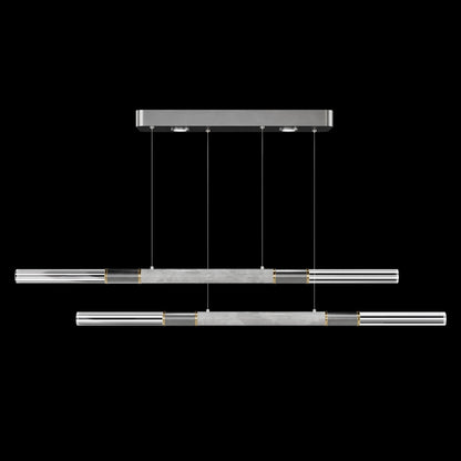 71-Inch Dual-Control Linear LED Pendant Light / Ombre Silver / Nickel / Charcoal