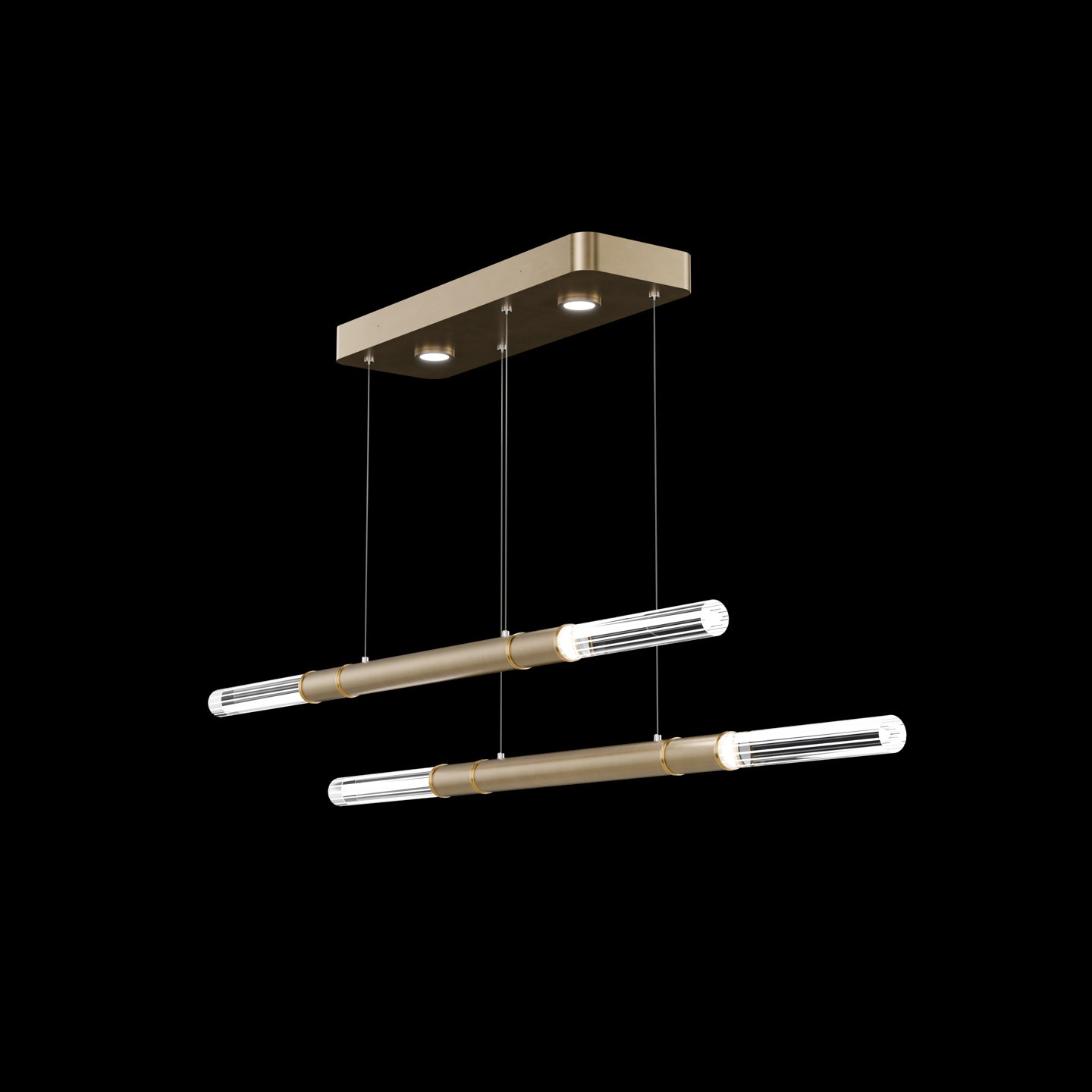 71-Inch Dual-Control Linear LED Pendant Light / Soft Gold Leaf / Brass / Charcoal