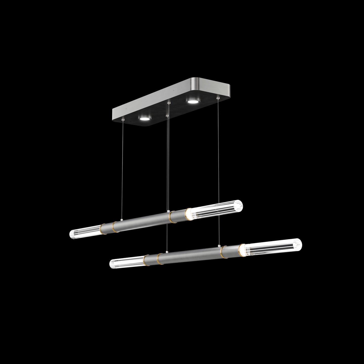 71-Inch Dual-Control Linear LED Pendant Light / Ombre Silver / Brass / Charcoal