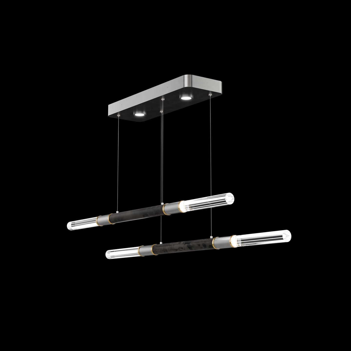 71-Inch Dual-Control Linear LED Pendant Light / Ombre Silver / Nickel / No Skin
