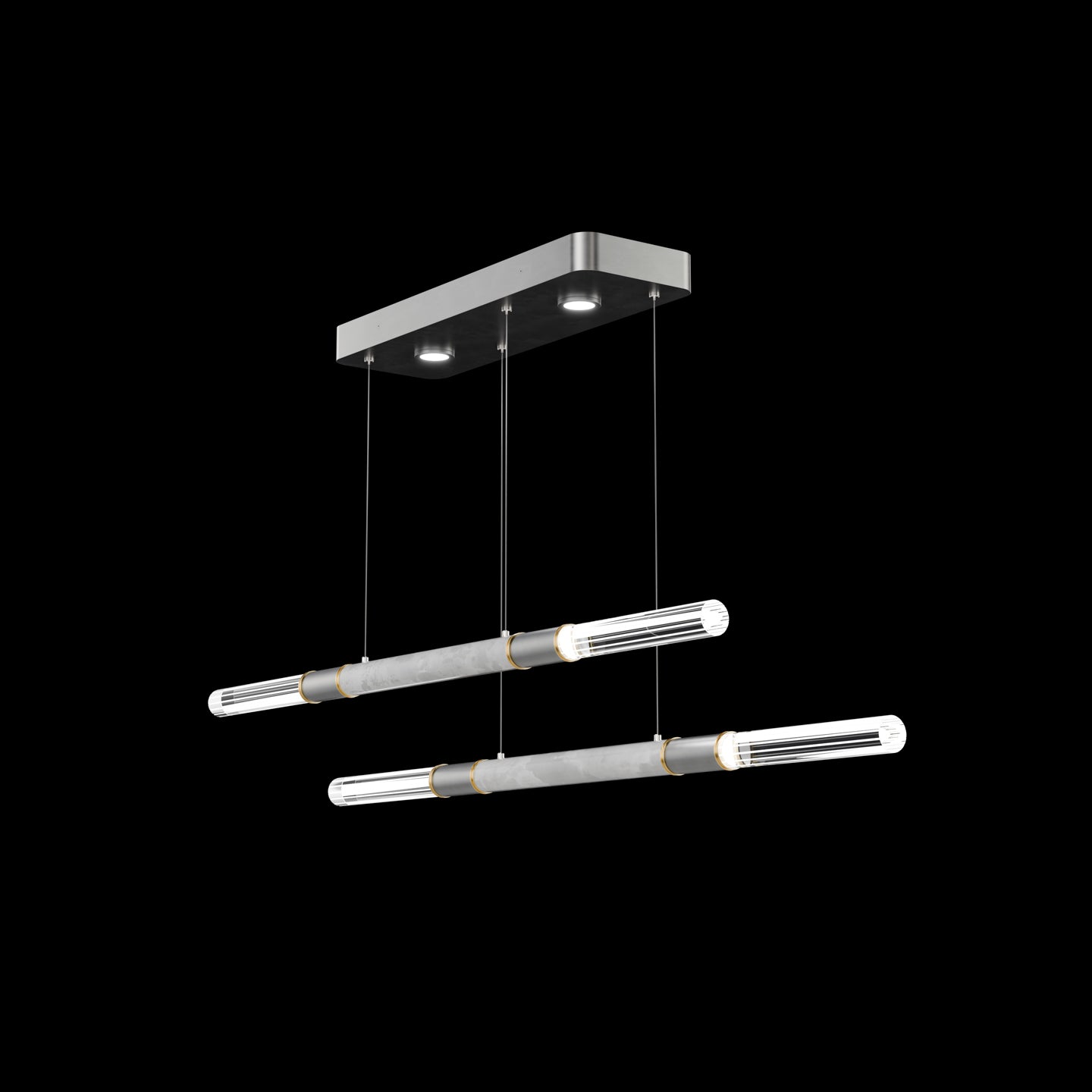 71-Inch Dual-Control Linear LED Pendant Light / Ombre Silver / Nickel / Smoke
