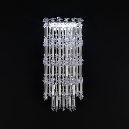 Adjustable Bamboo-Inspired Crystal LED Wall Light / Antique Silver