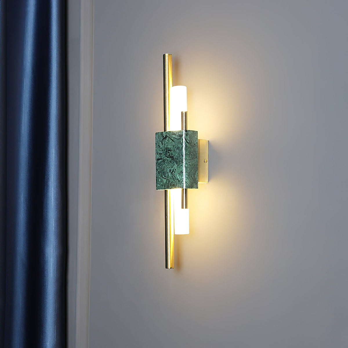 Asymmetric Brass Marble LED Wall Light