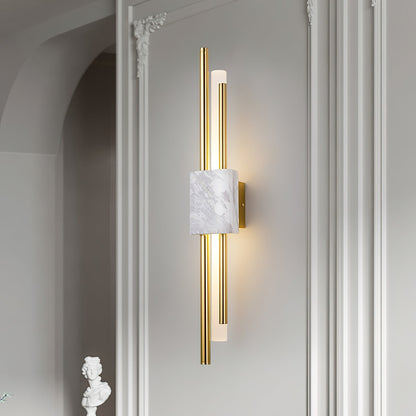Asymmetric Brass Marble LED Wall Light
