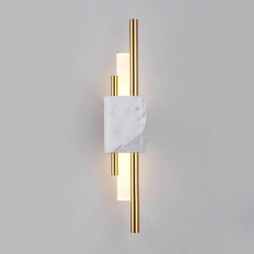 Asymmetric Brass Marble LED Wall Light