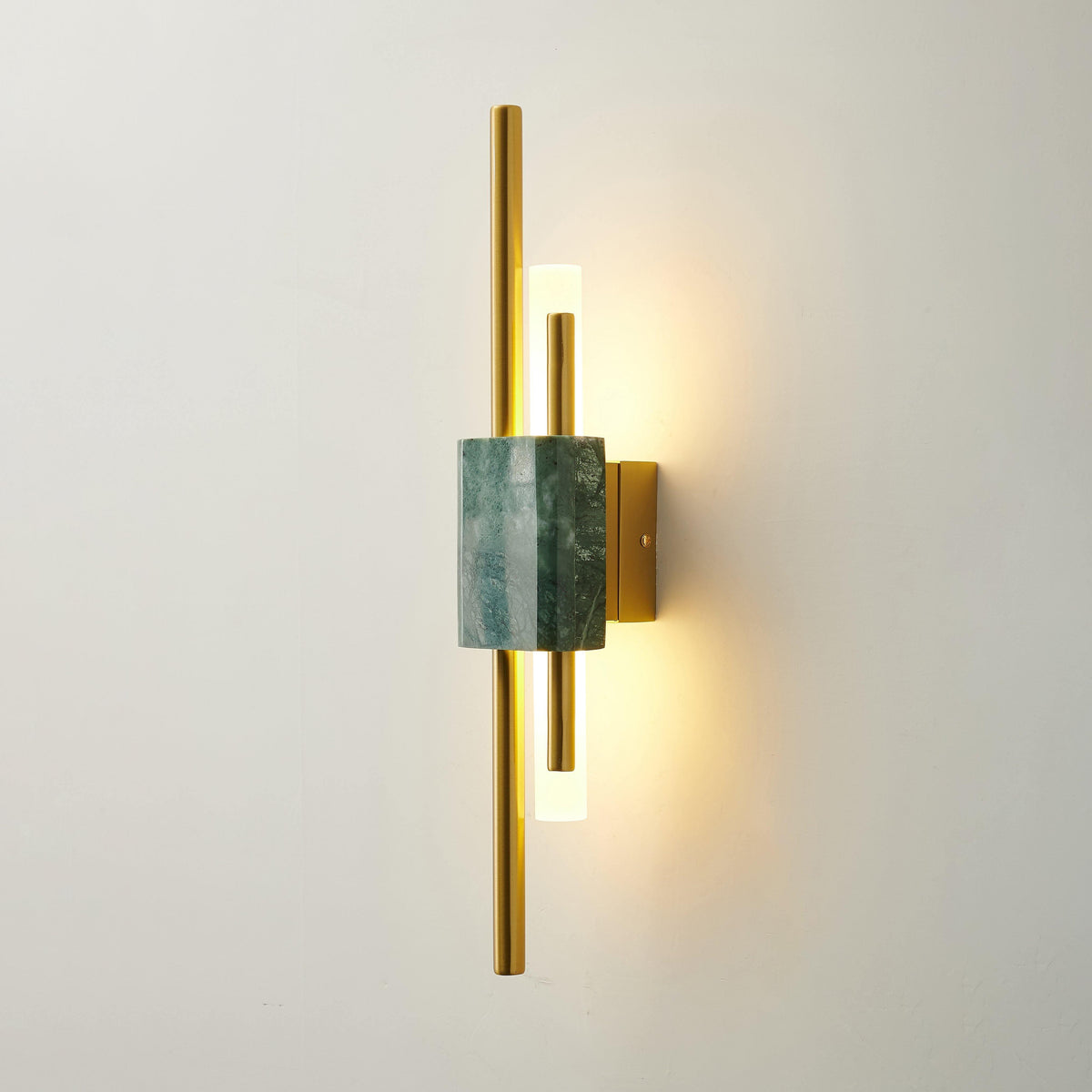 Asymmetric Brass Marble LED Wall Light