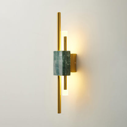Asymmetric Brass Marble LED Wall Light