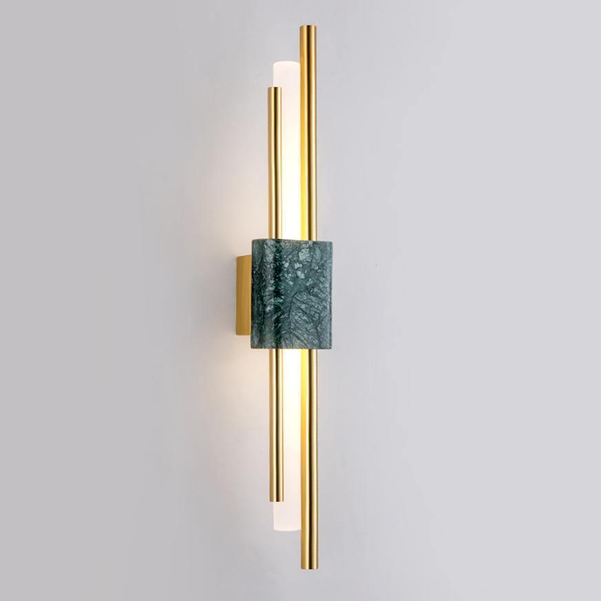 Asymmetric Brass Marble LED Wall Light
