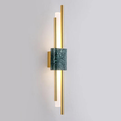 Asymmetric Brass Marble LED Wall Light