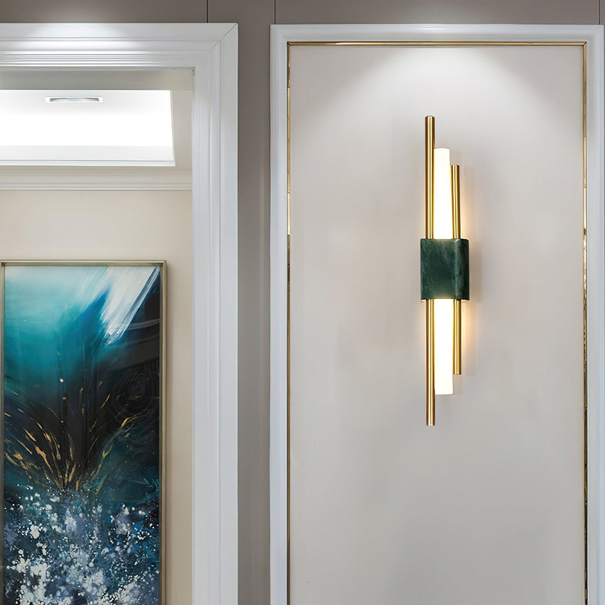 Asymmetric Brass Marble LED Wall Light