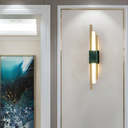 Asymmetric Brass Marble LED Wall Light