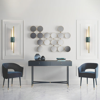 Asymmetric Brass Marble LED Wall Light