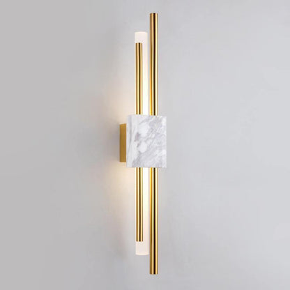 Asymmetric Brass Marble LED Wall Light