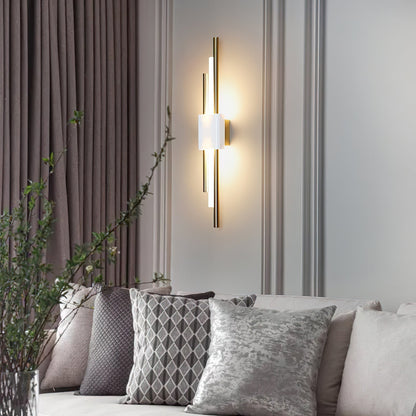 Asymmetric Brass Marble LED Wall Light