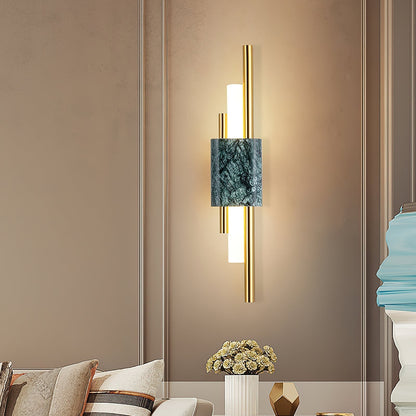 Asymmetric Brass Marble LED Wall Light