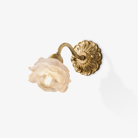 Brass Rosebud Glass Wall Light