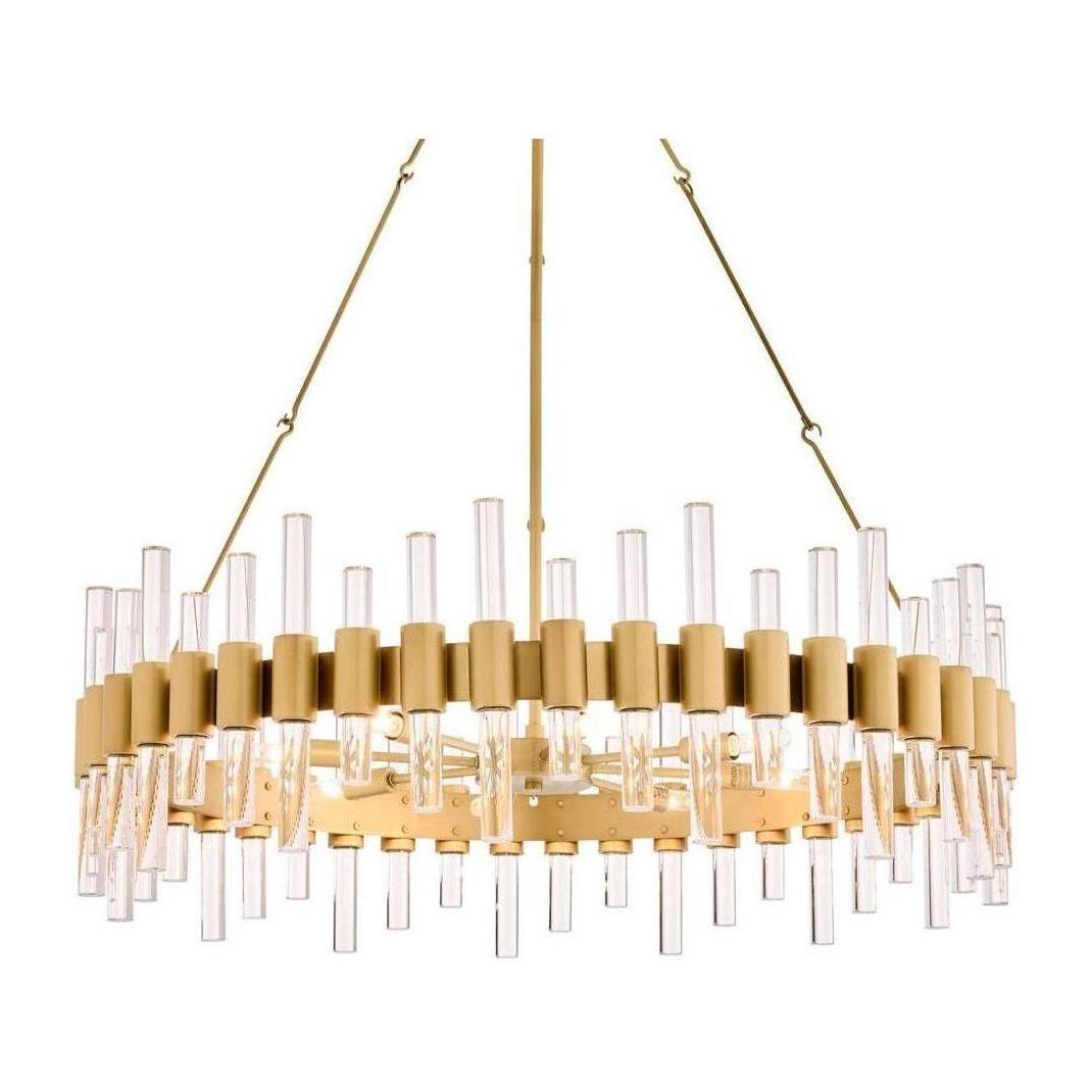 Eight-Light Acrylic Pillar Brass Chandelier